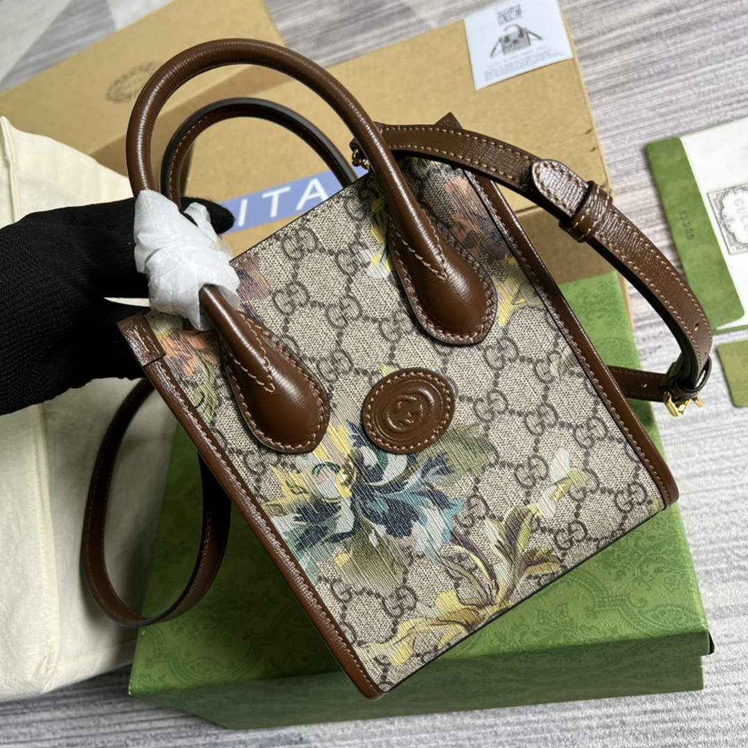 Gucci ‎‎‎671623 Bananya print mini tote bag brown