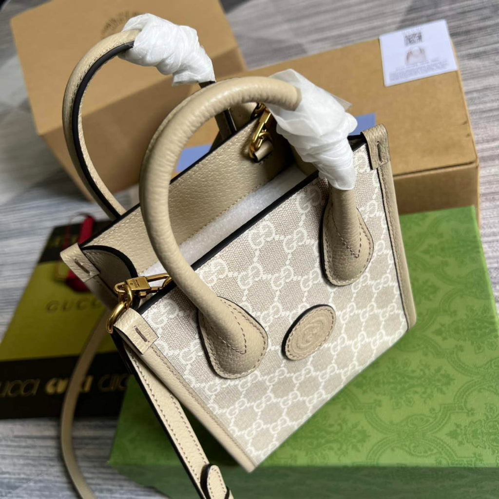 Gucci ‎‎‎671623 Mini tote bag with Interlocking G Beige
