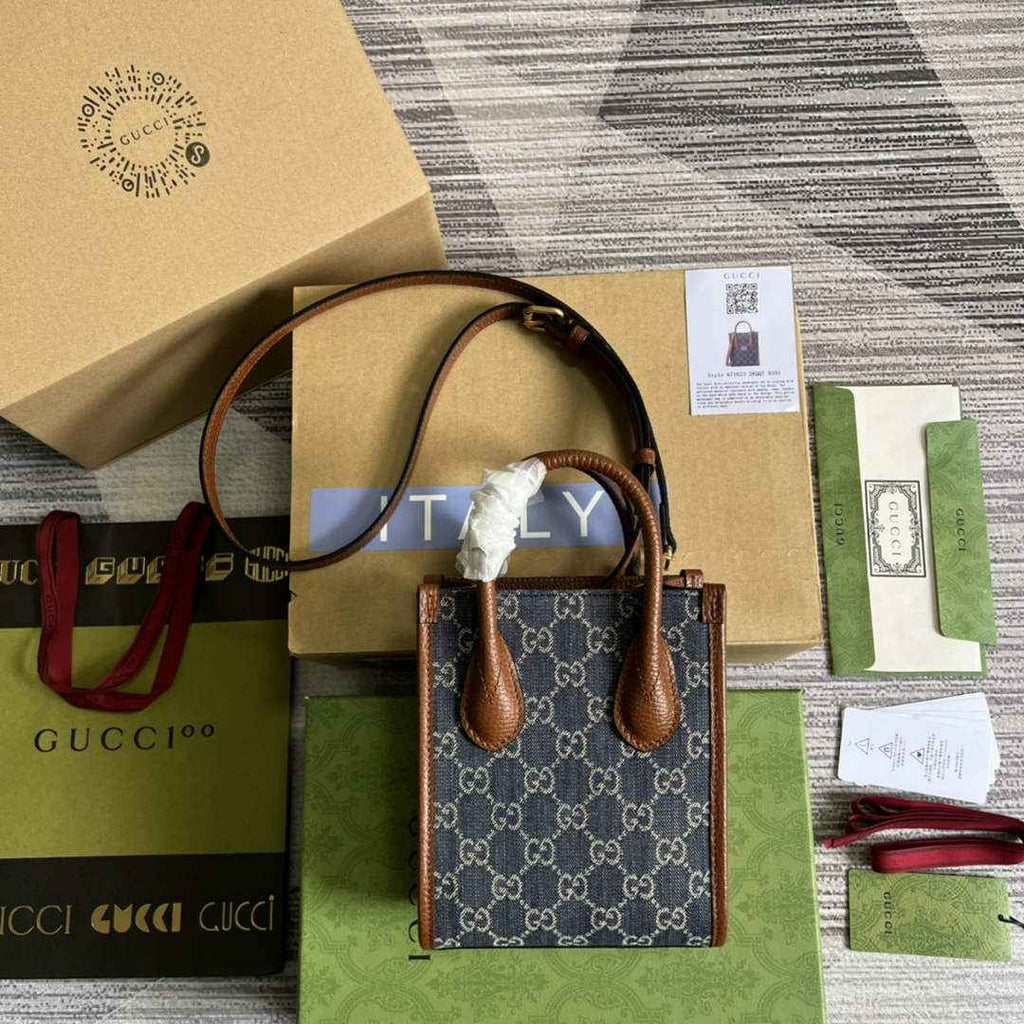 Gucci ‎‎‎671623 Mini tote bag with Interlocking G blue brown