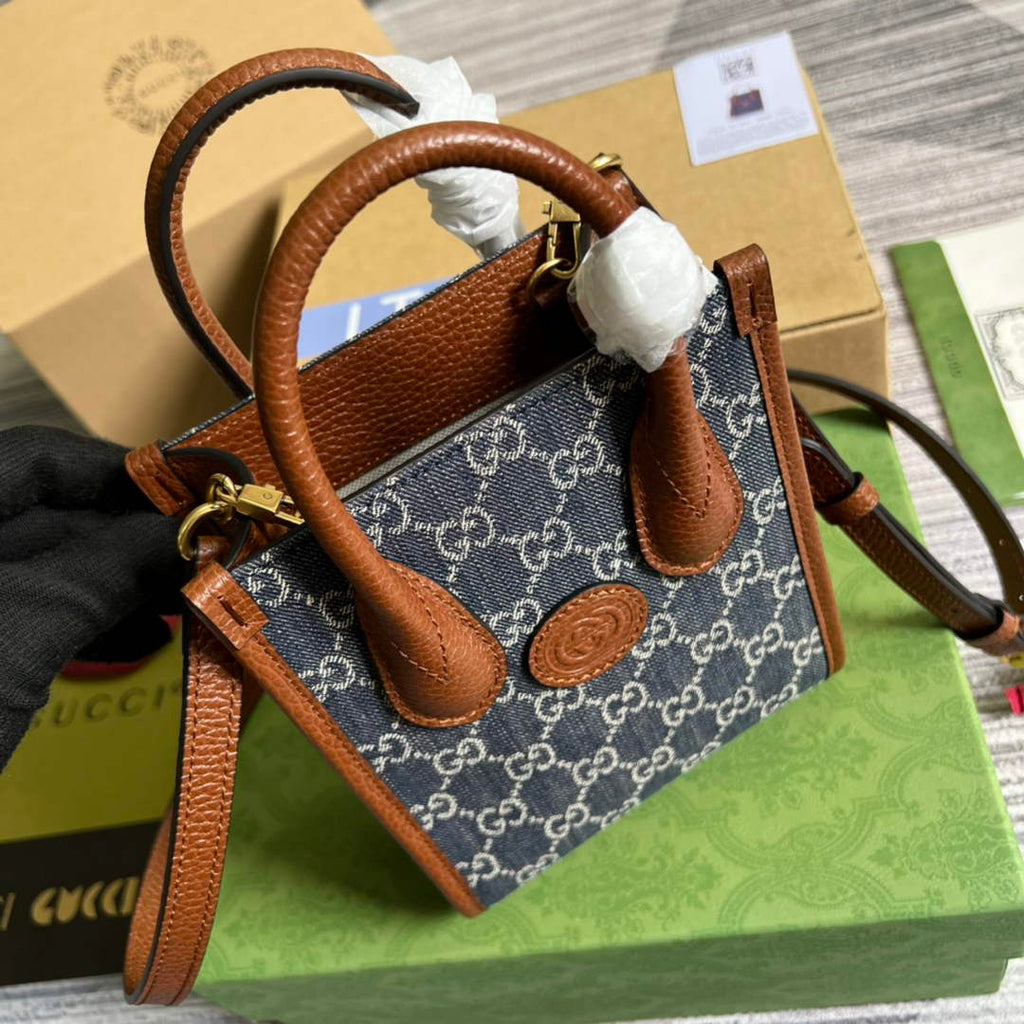 Gucci ‎‎‎671623 Mini tote bag with Interlocking G blue brown