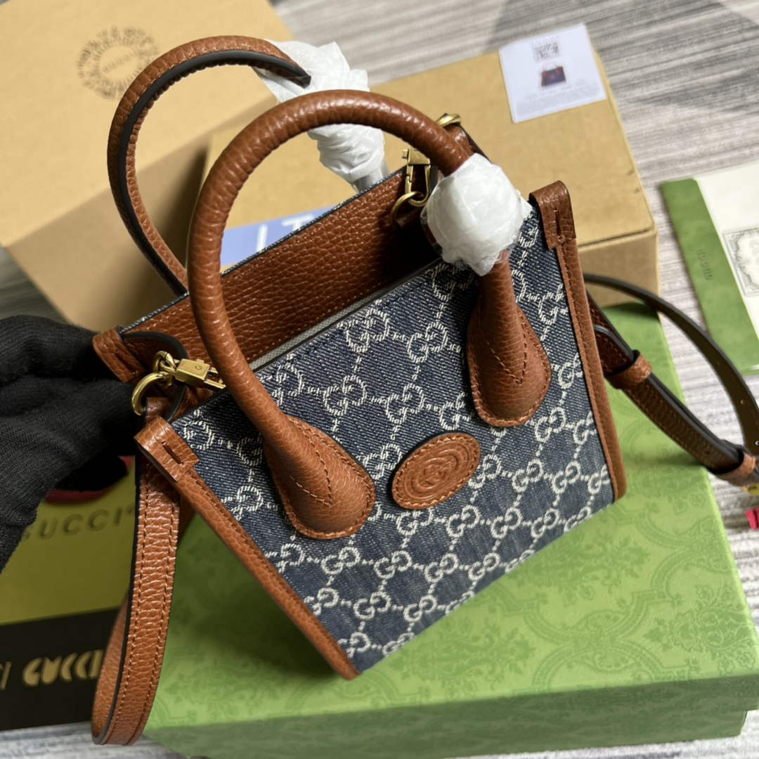 Gucci ‎‎‎671623 Mini tote bag with Interlocking G blue brown