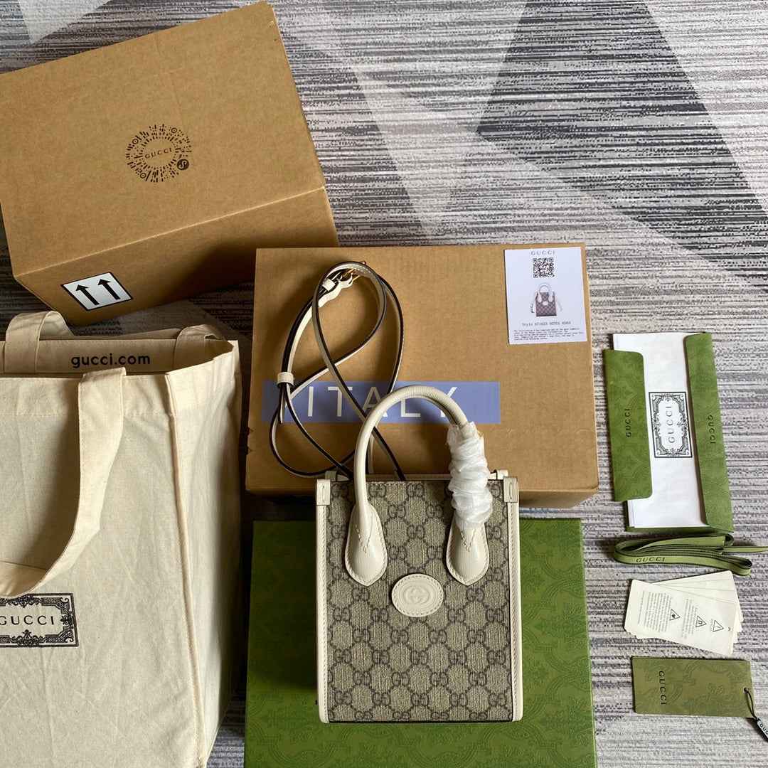 Gucci ‎‎‎671623 Mini tote bag with Interlocking G white