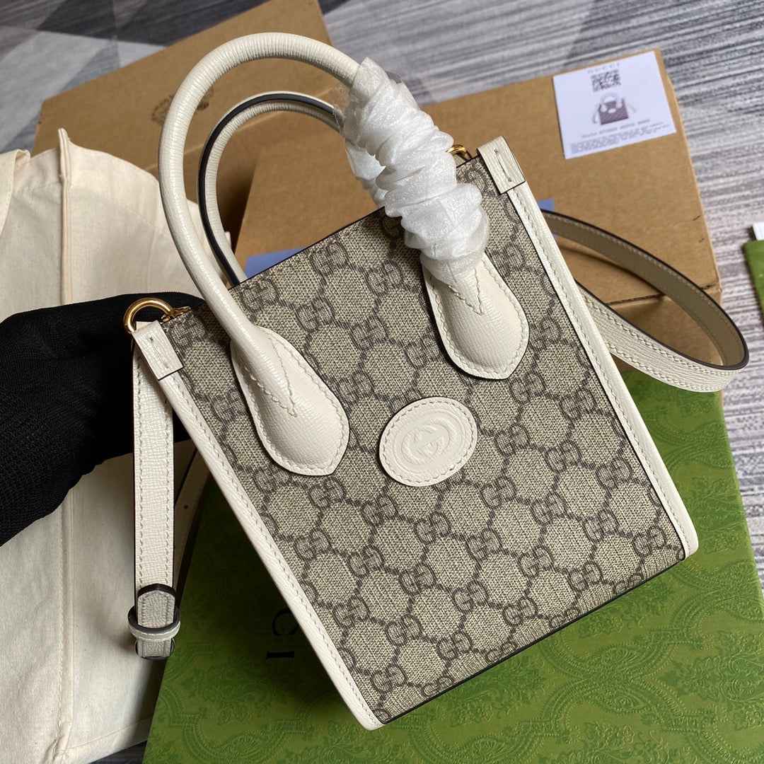 Gucci ‎‎‎671623 Mini tote bag with Interlocking G white
