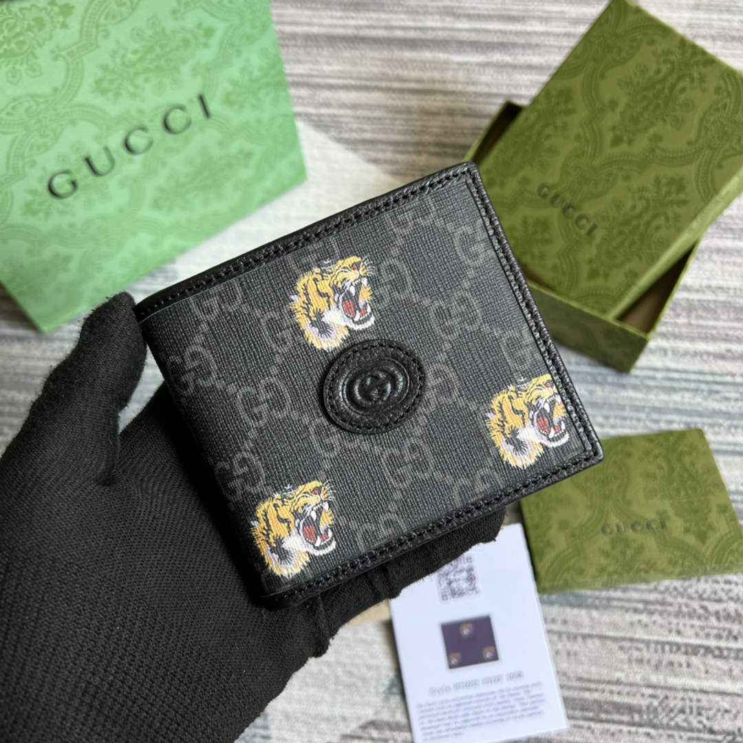 ‎Gucci 671652 Wallet with tiger print black