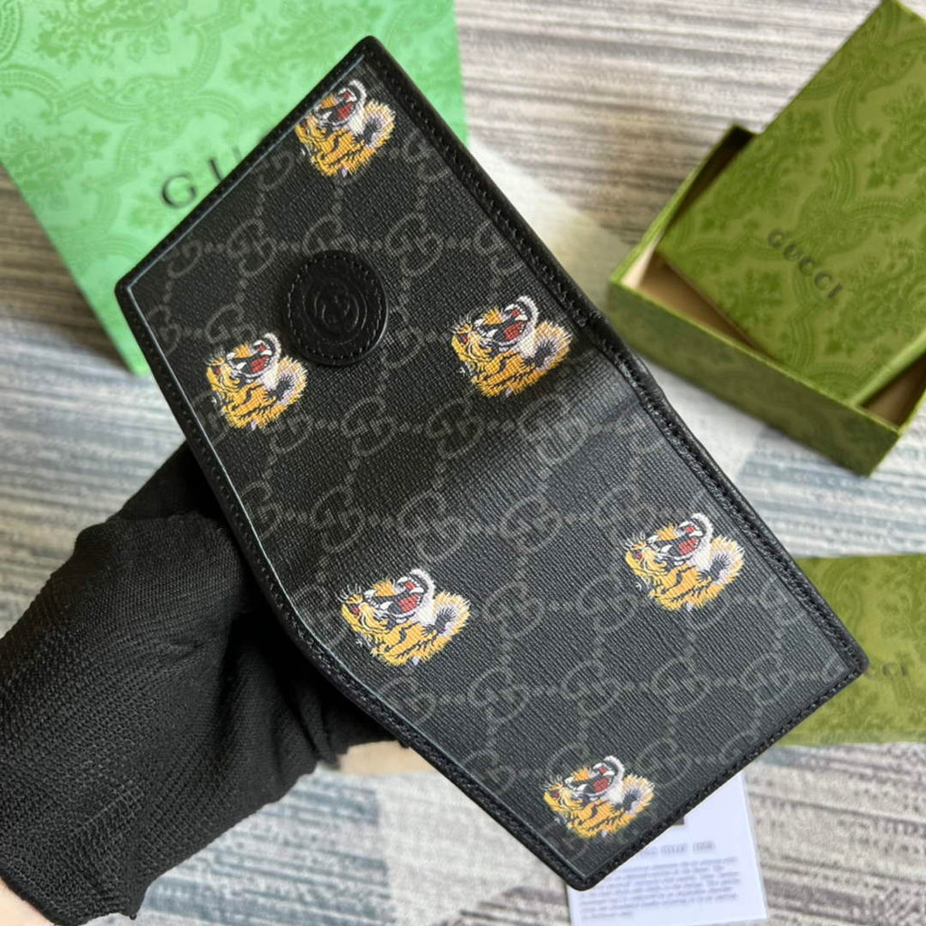 ‎Gucci 671652 Wallet with tiger print black