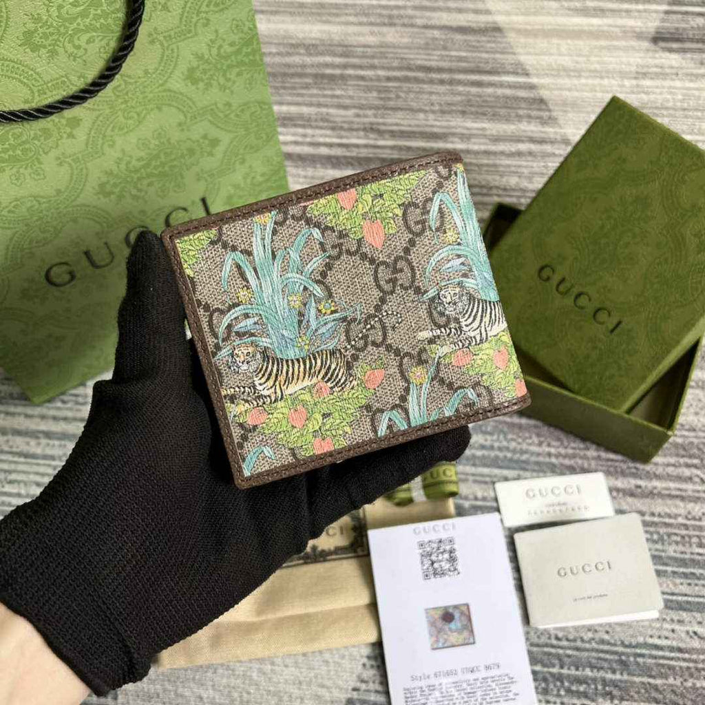 ‎Gucci 671652 Wallet with tiger print brown