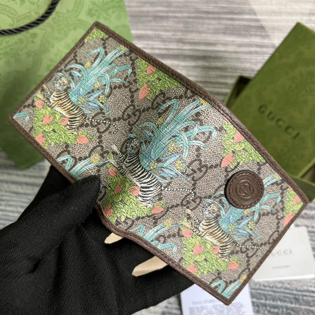 ‎Gucci 671652 Wallet with tiger print brown