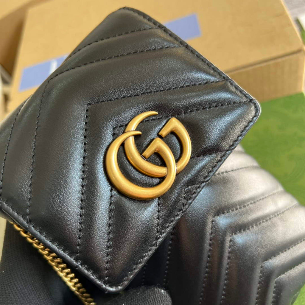 Gucci 672251 GG Marmont matelassé mini bag black leather