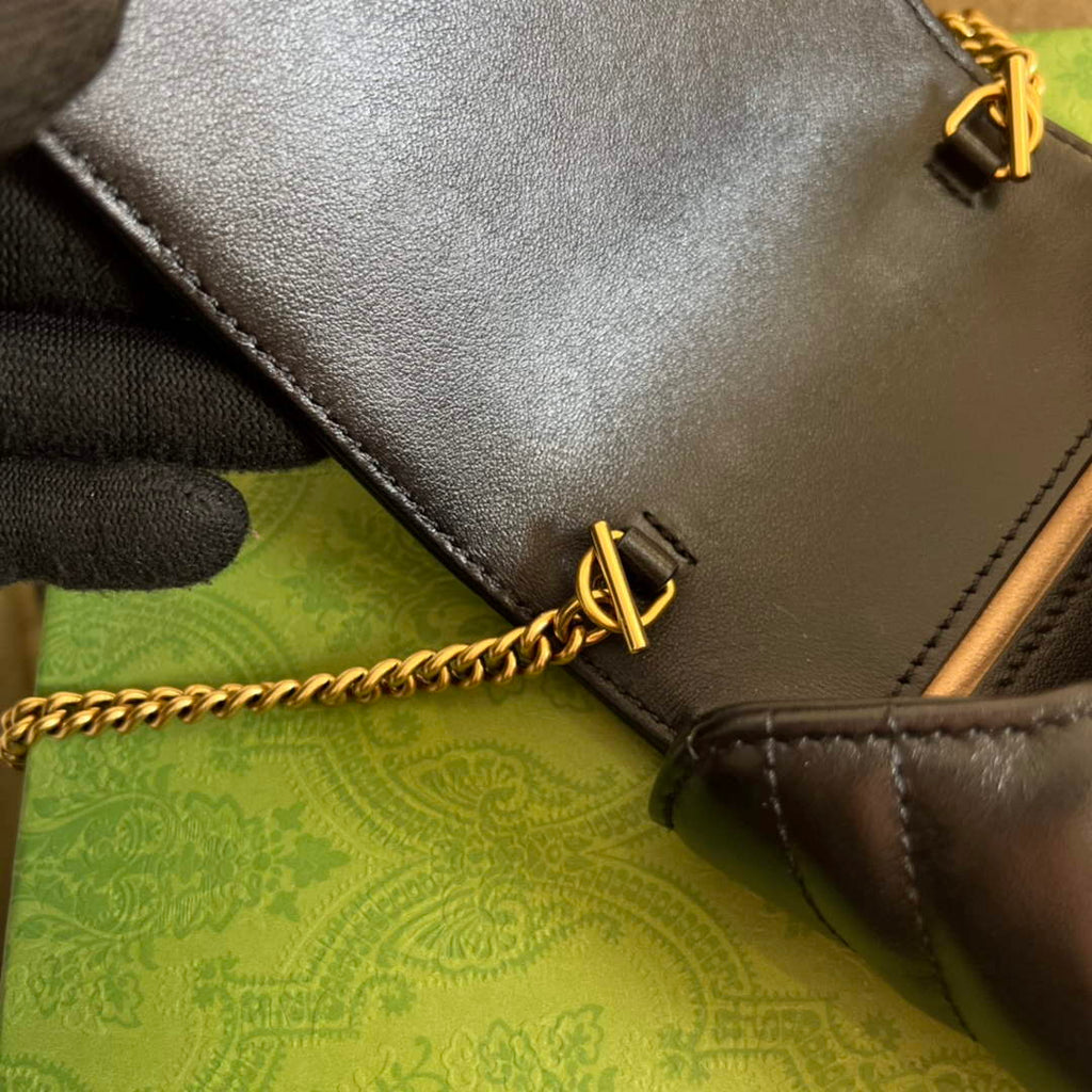 Gucci 672251 GG Marmont matelassé mini bag black leather