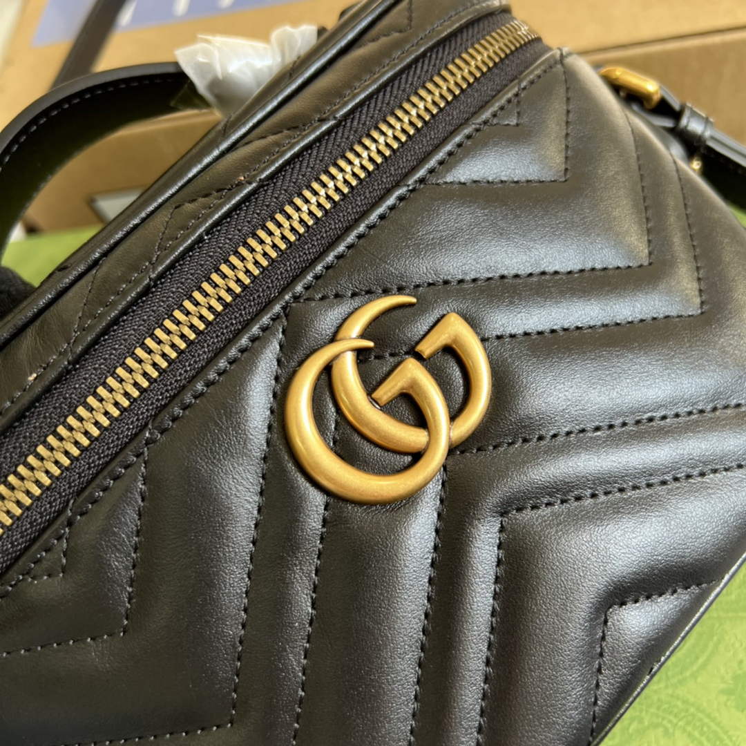 Gucci 672253 GG Marmont mini bag Black leather