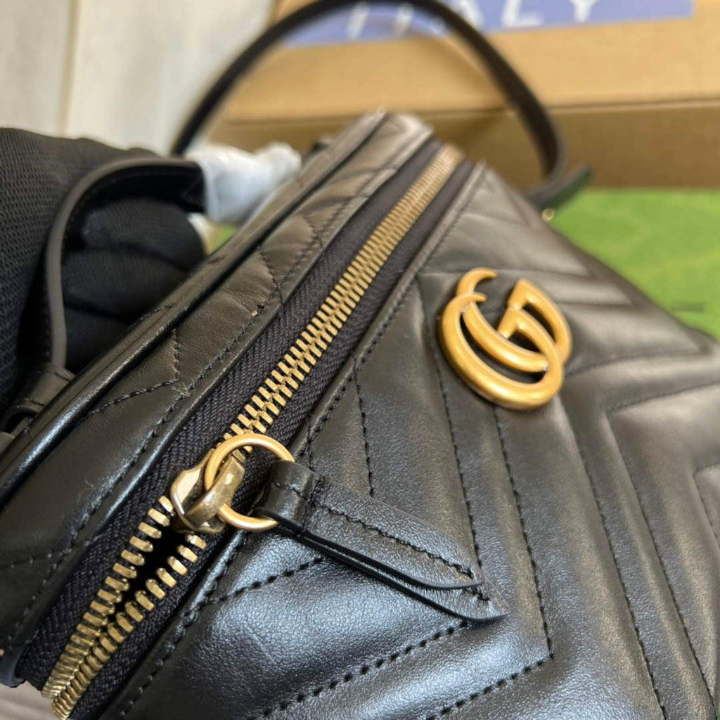 Gucci 672253 GG Marmont mini bag Black leather