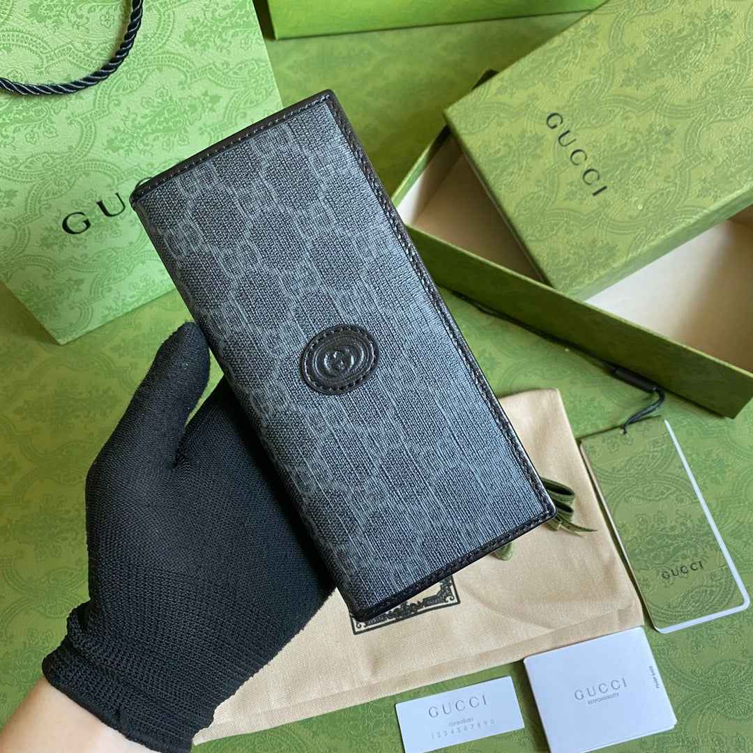 Gucci ‎‎672947 Long wallet with Interlocking G Black leather