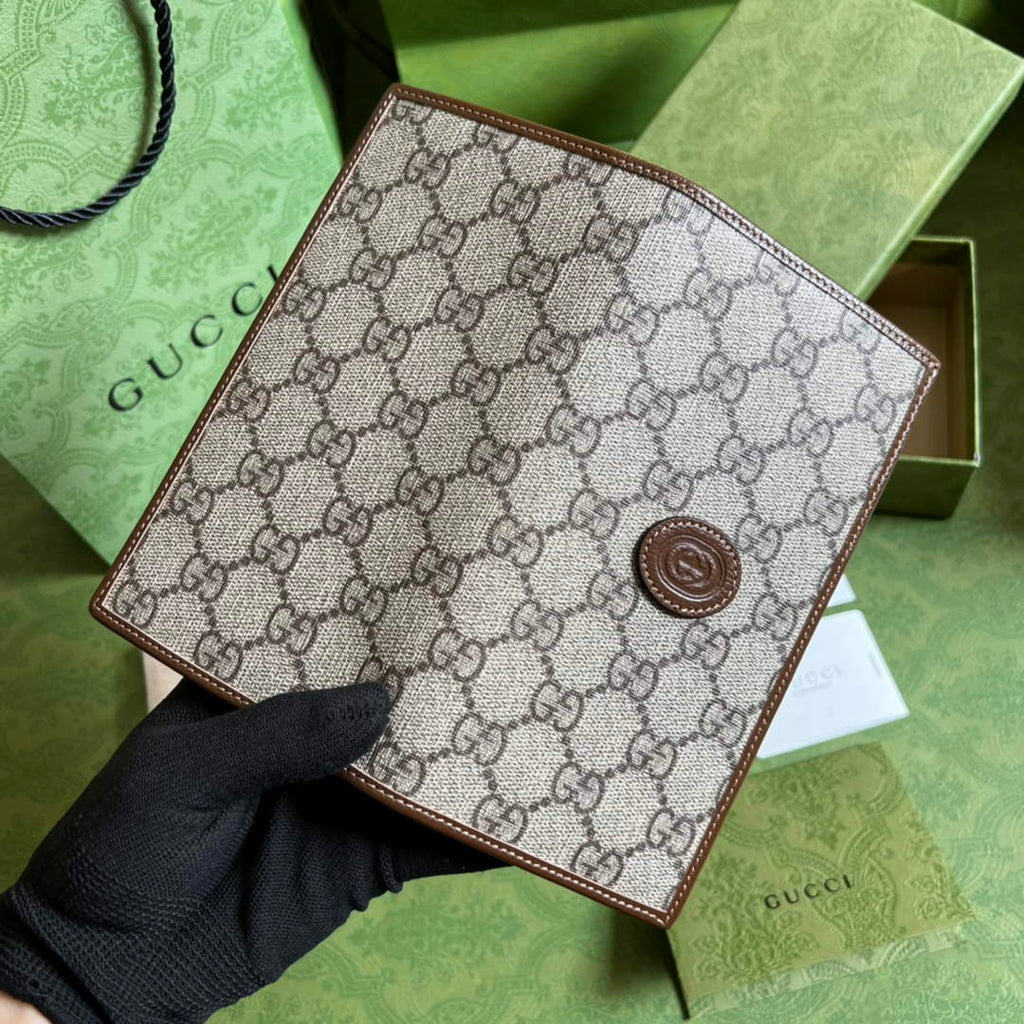 Gucci ‎‎672947 Long wallet with Interlocking G Brown leather