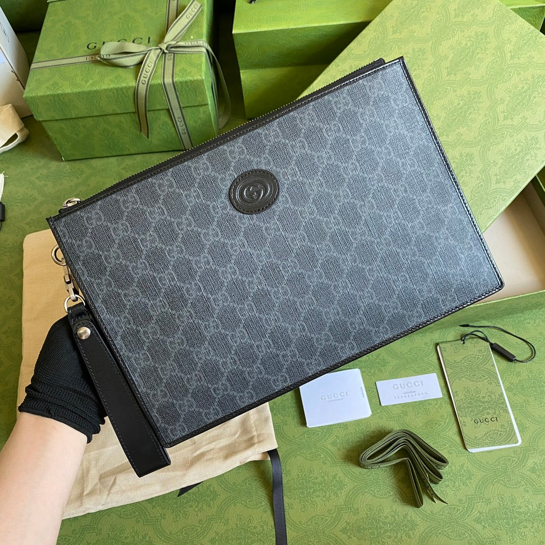 Gucci ‎672953 GG pouch Beige and blue GG Supreme canvas