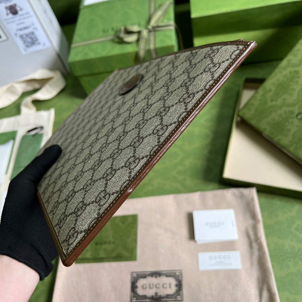 Gucci ‎672953 GG pouch Beige and brown GG Supreme canvas