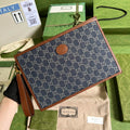 Gucci ‎GG pouch 672953 Beige and blue GG Supreme canvas