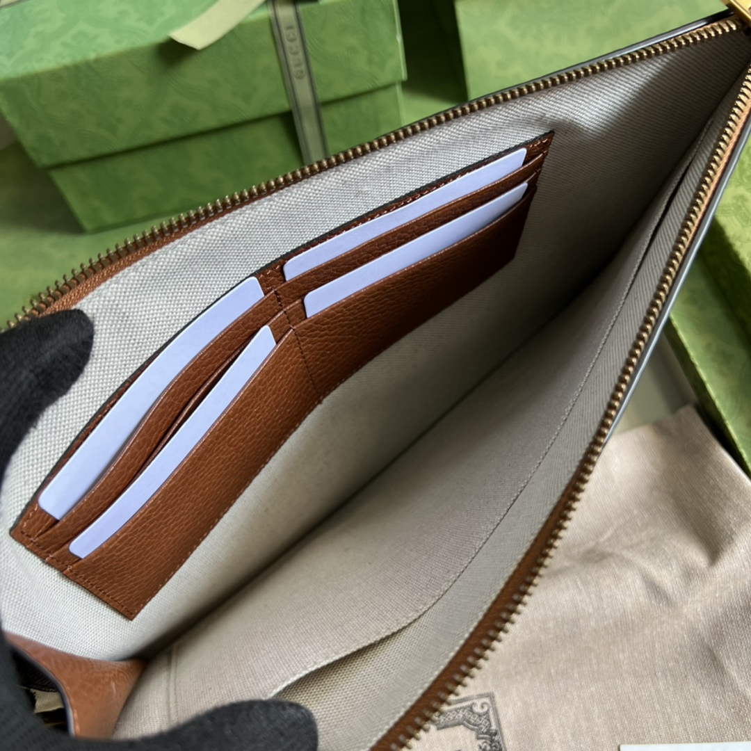 Gucci ‎GG pouch 672953 Beige and blue GG Supreme canvas