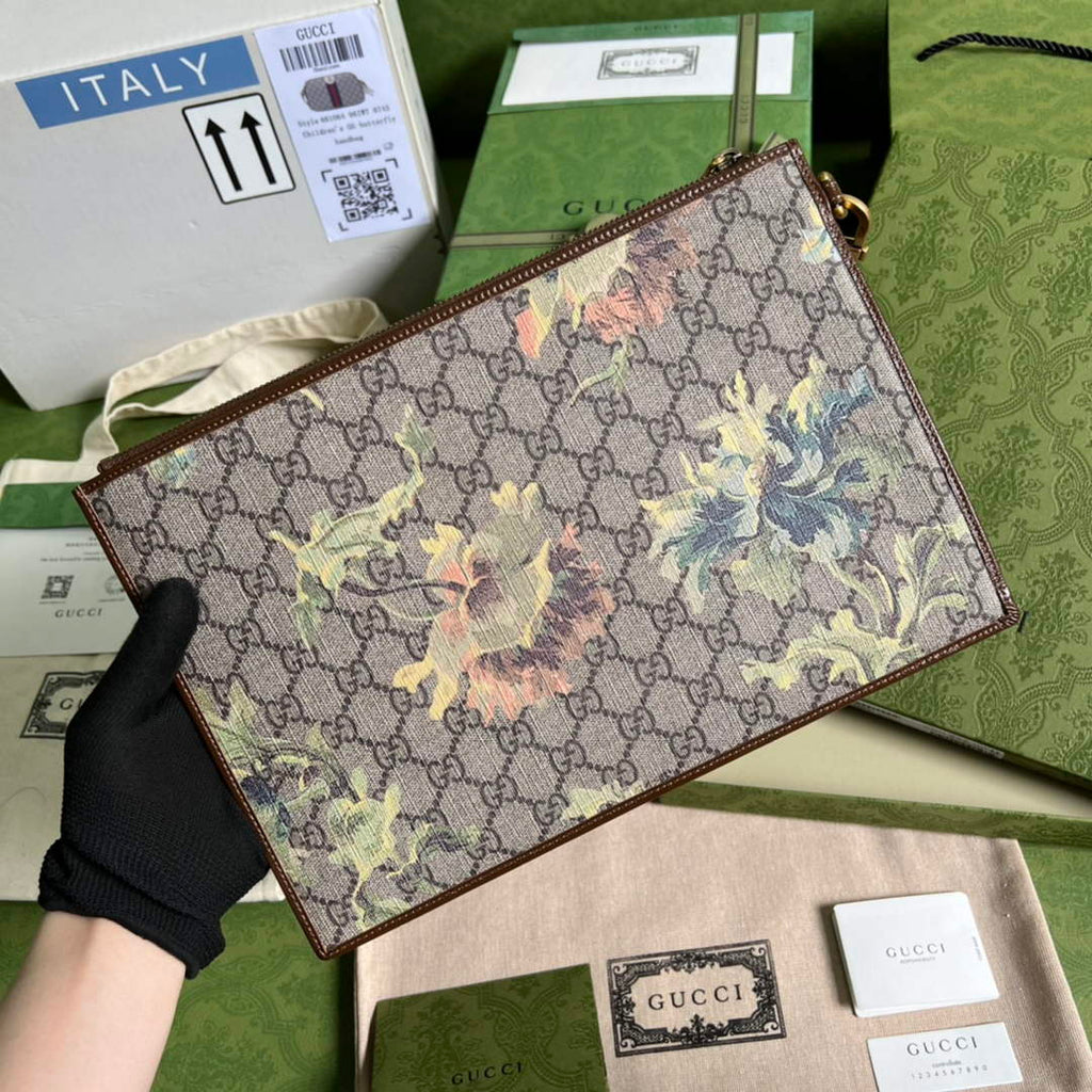 Gucci ‎GG pouch 672953 Beige and brown GG Supreme canvas