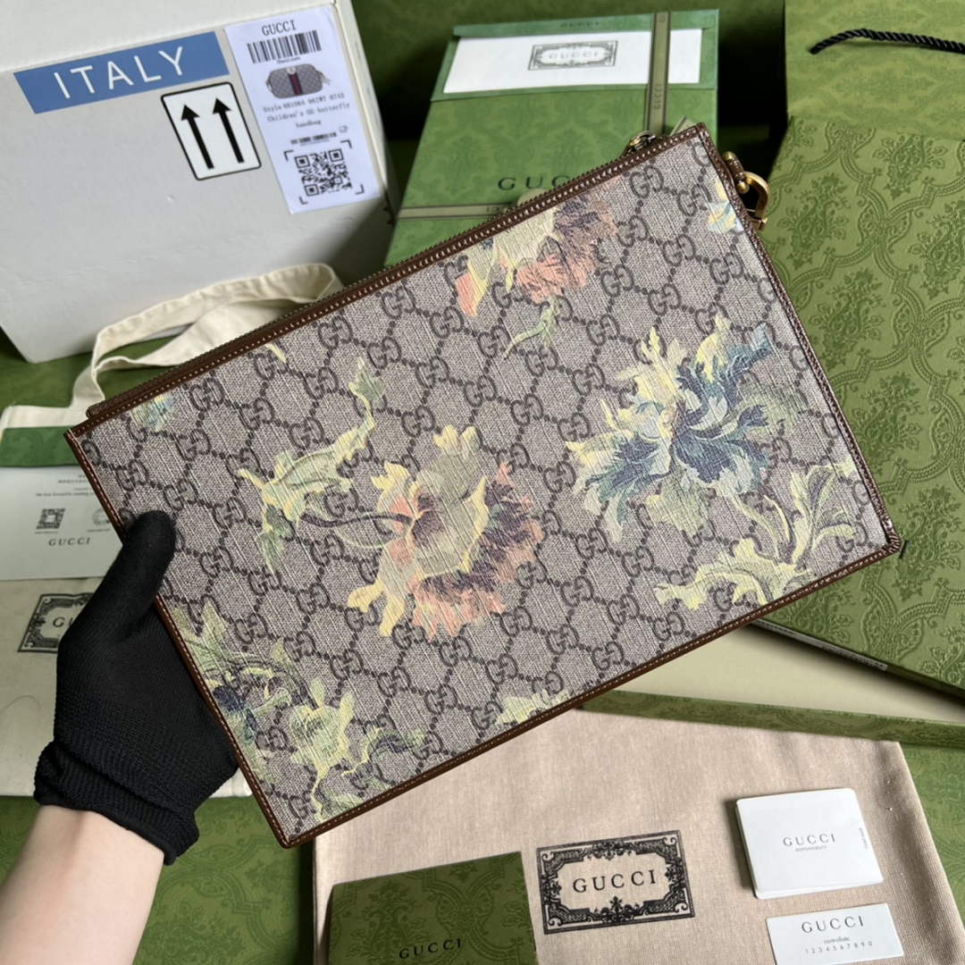 Gucci ‎GG pouch 672953 Beige and brown GG Supreme canvas