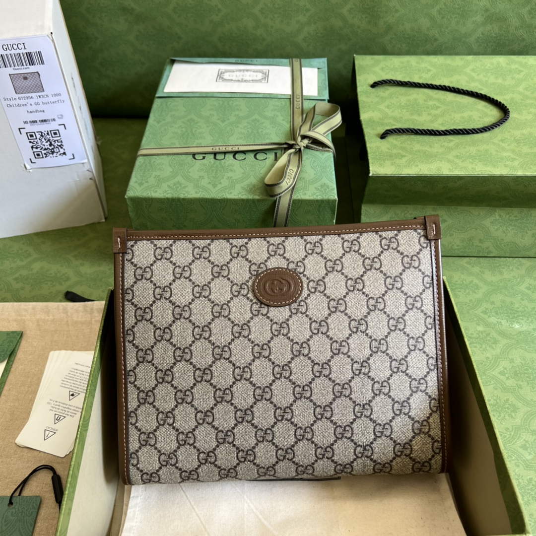 Gucci ‎‎672956 Beauty case with Interlocking G Brown leather