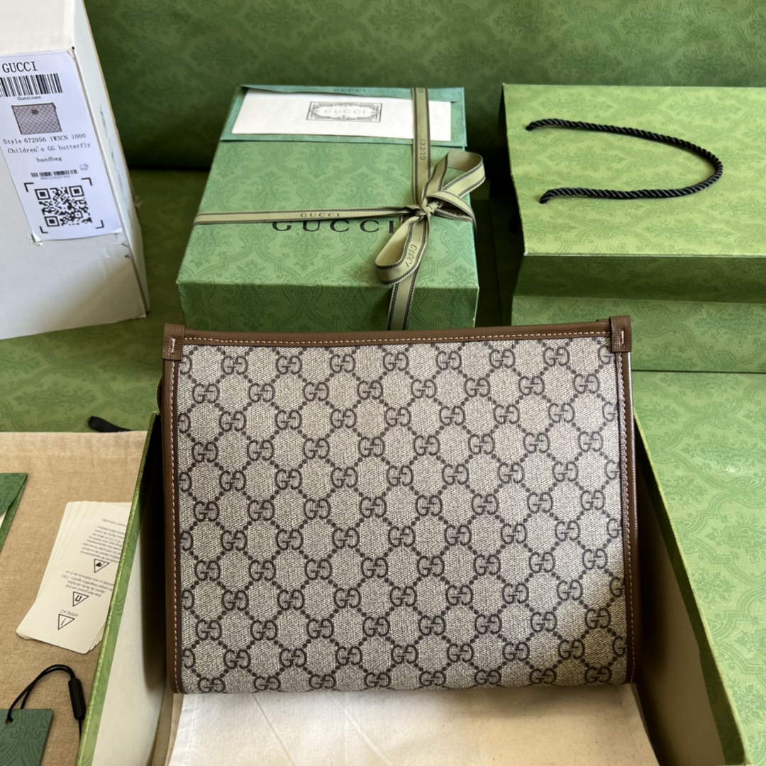 Gucci ‎‎672956 Beauty case with Interlocking G Brown leather