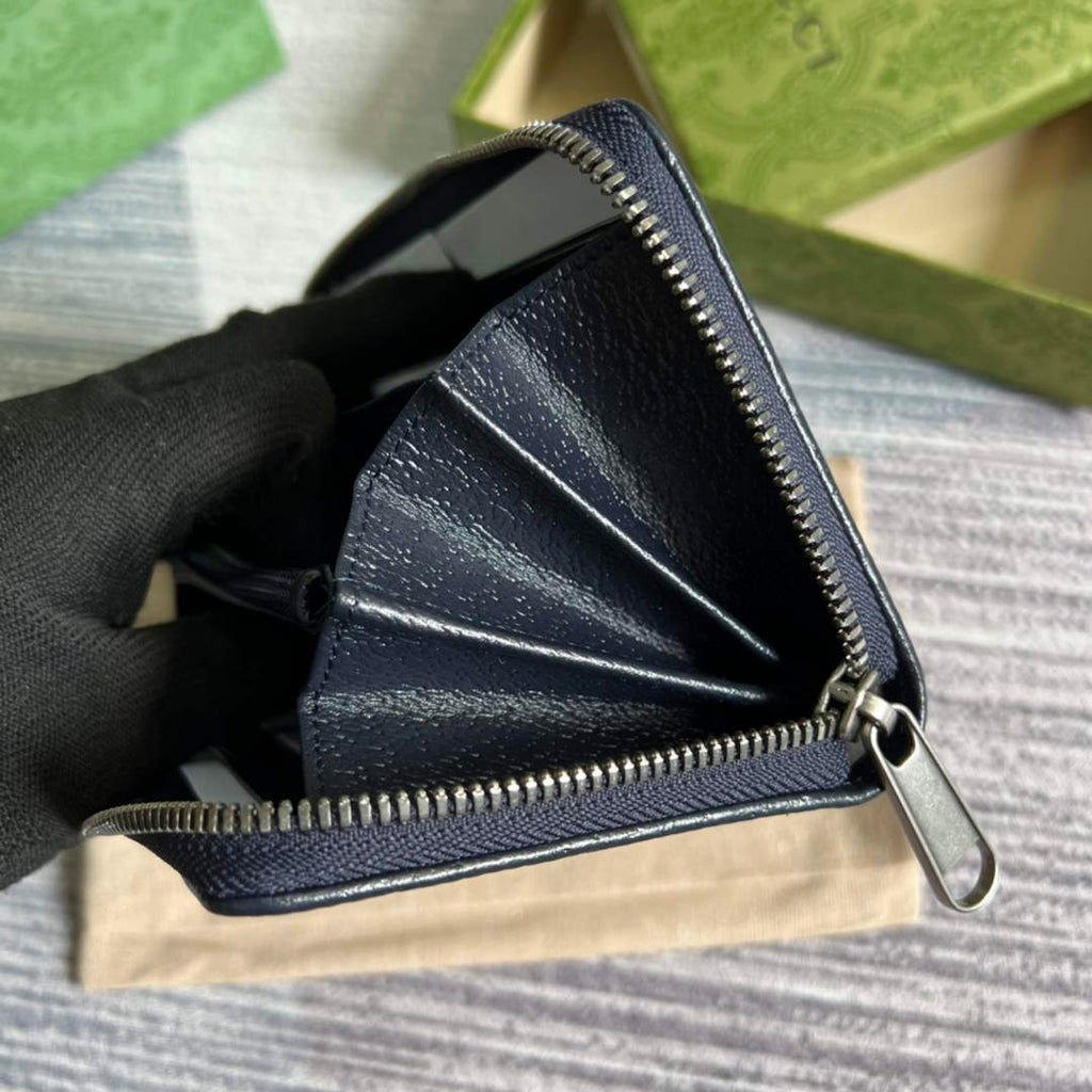 ‎Gucci 673003 Zip around wallet with Interlocking G navy blue