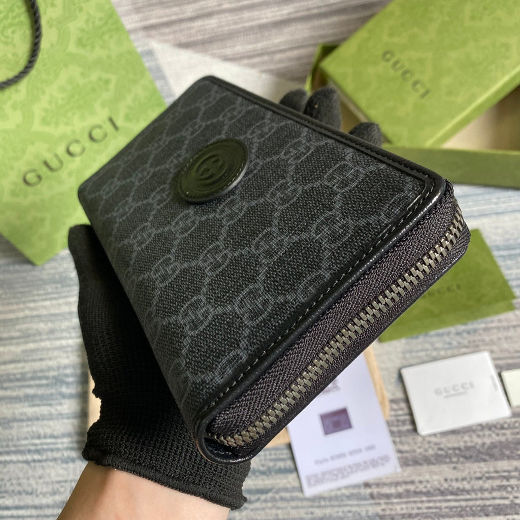 ‎Gucci 673003 Zip around wallet with Interlocking G black