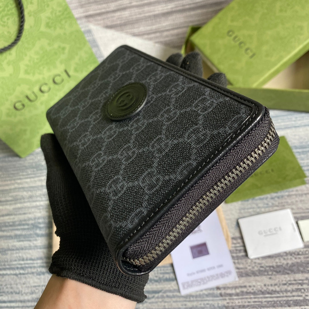‎Gucci 673003 Zip around wallet with Interlocking G black