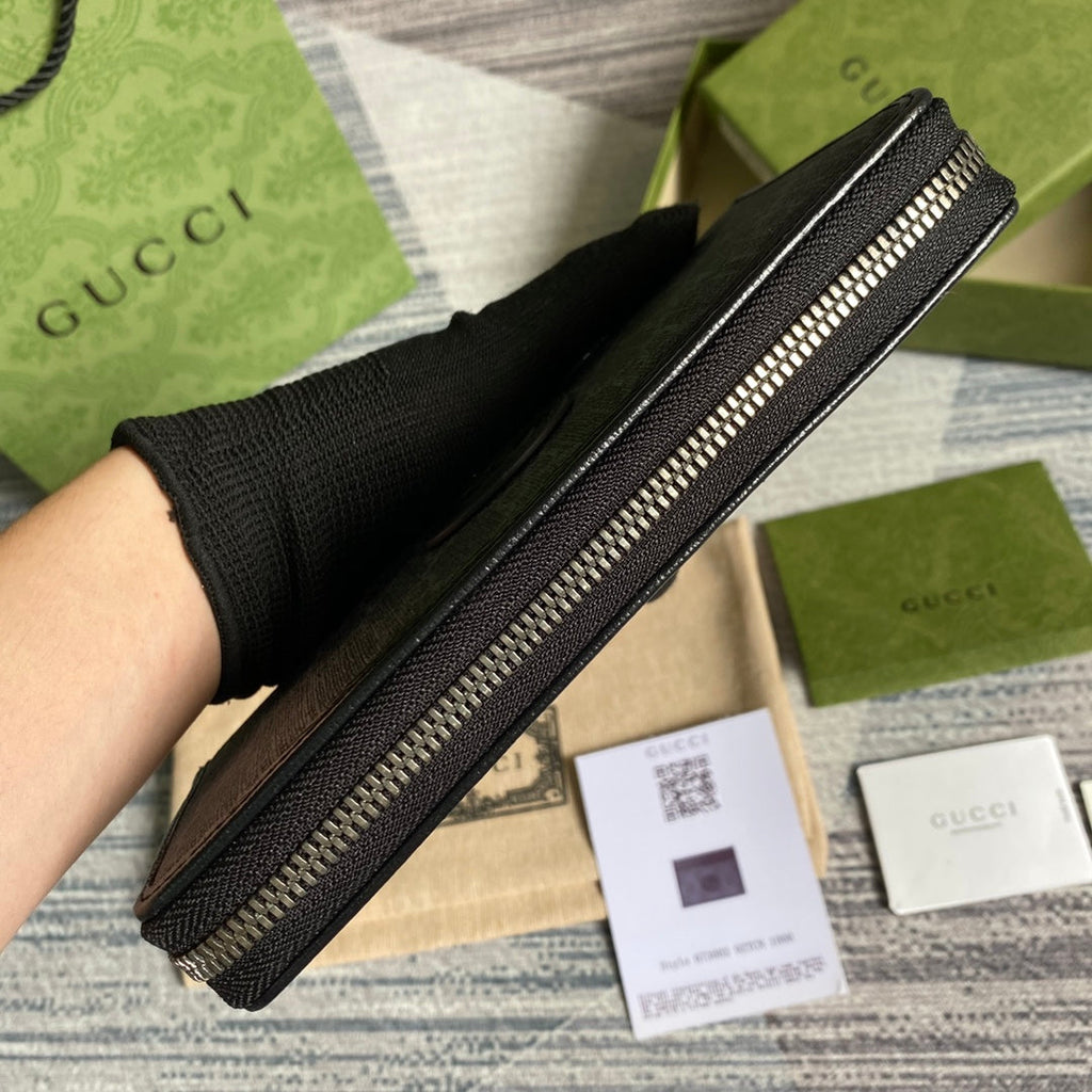 ‎Gucci 673003 Zip around wallet with Interlocking G black