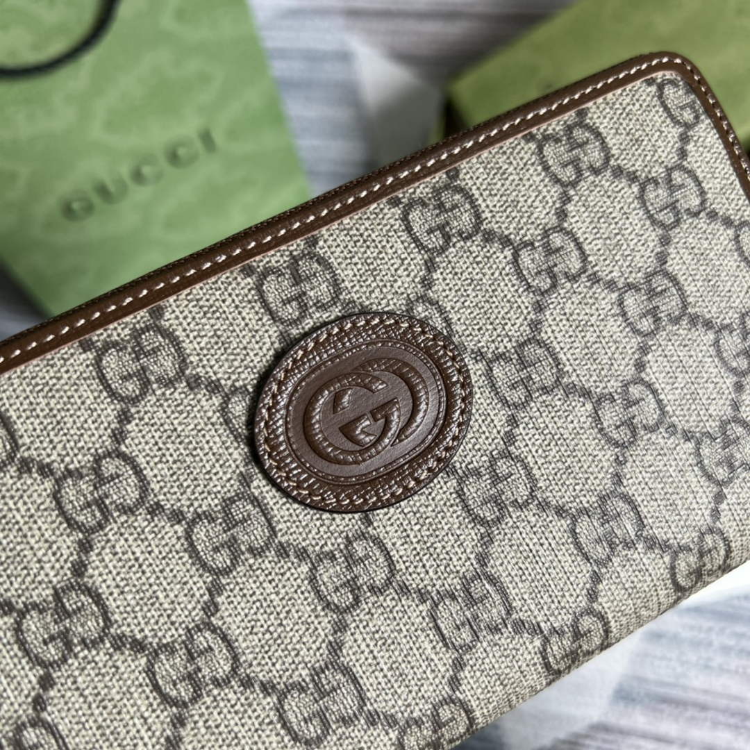 ‎Gucci 673003 Zip around wallet with Interlocking G brown