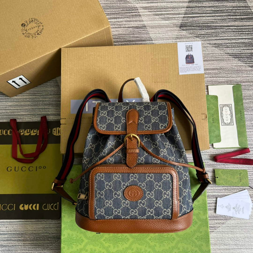 Gucci 674147 Backpack with Interlocking G blue GG Supreme