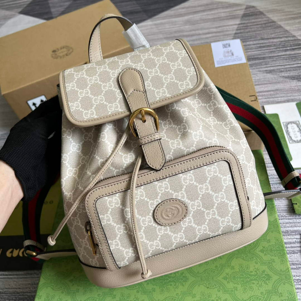 Gucci 674147 Backpack with Interlocking G white GG Supreme