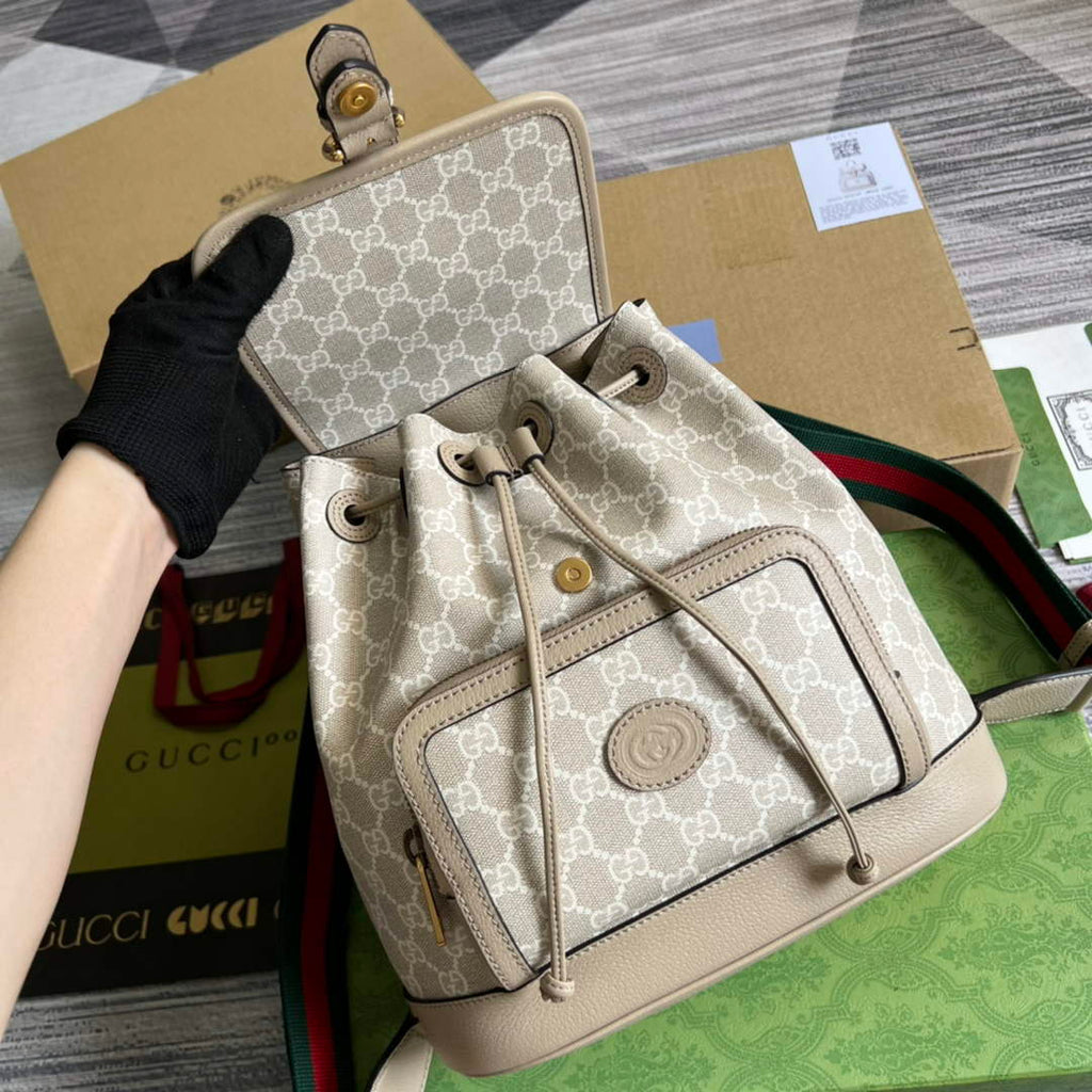 Gucci 674147 Backpack with Interlocking G white GG Supreme