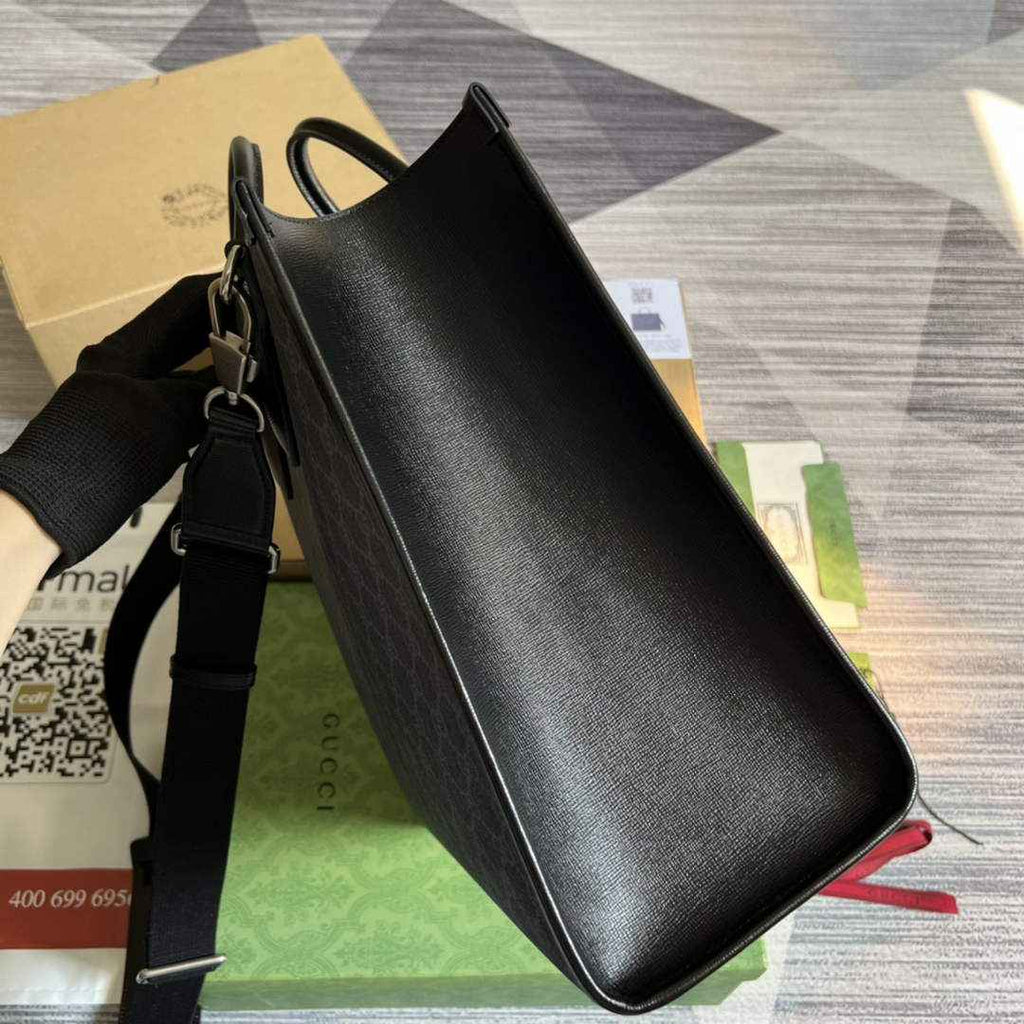 Gucci 674148 Medium tote with Interlocking G Black leather