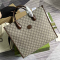 Gucci 674148 Medium tote with Interlocking G Brown leather