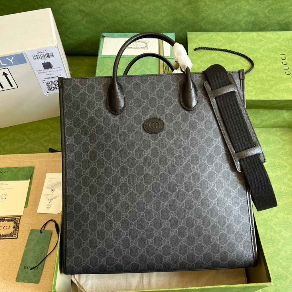 Gucci ‎674155 Medium tote with Interlocking G Black leather