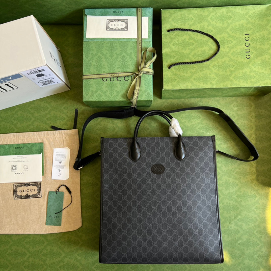 Gucci ‎674155 Medium tote with Interlocking G Black leather