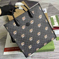 Gucci ‎674155 Medium tote with Interlocking G tiger Black GG Supreme canvas