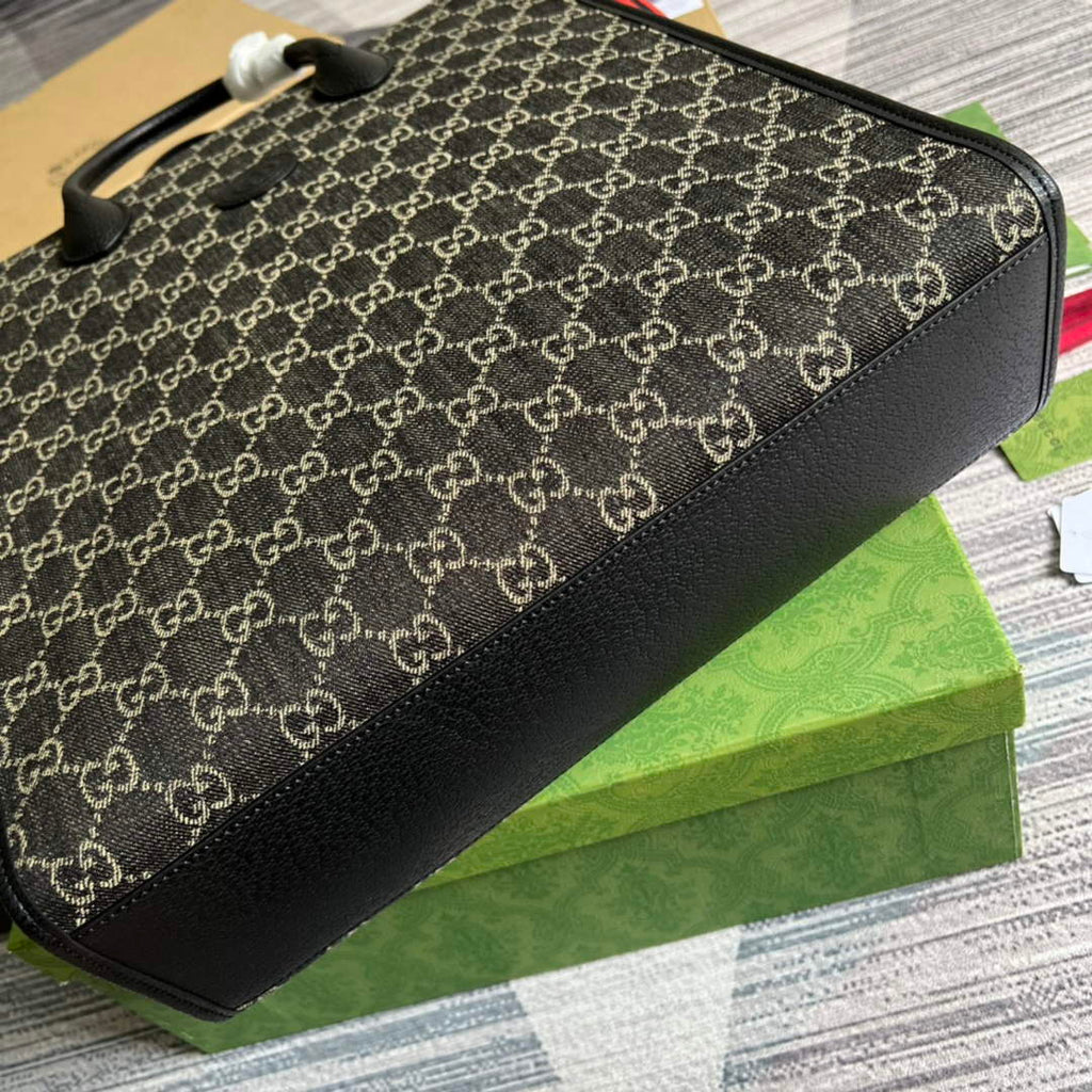 Gucci ‎674155 Medium tote with Interlocking G Black GG Supreme canvas