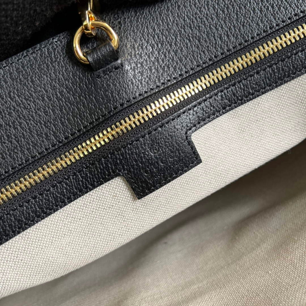 Gucci ‎674155 Medium tote with Interlocking G Black GG Supreme canvas