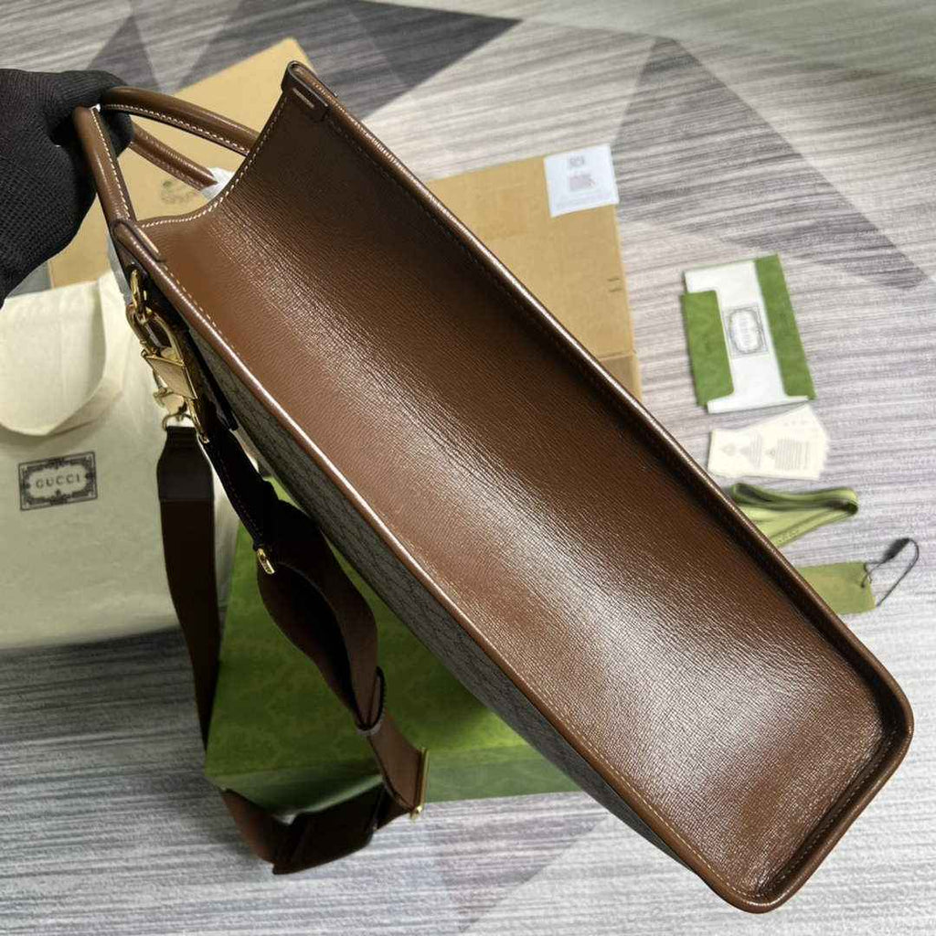 Gucci ‎674155 Medium tote with Interlocking G Beige GG Supreme canvas