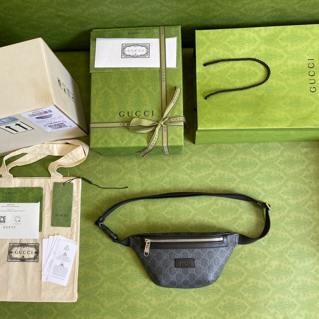 Gucci ‎675181 GG belt bag Black leather