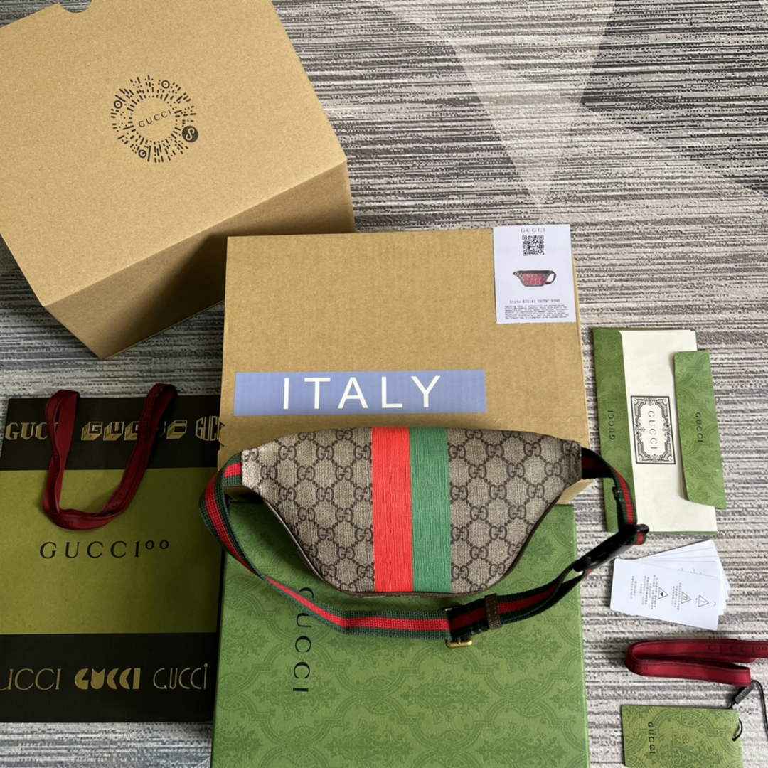 Gucci ‎675181 GG belt bag with Gucci tiger print Brown leather