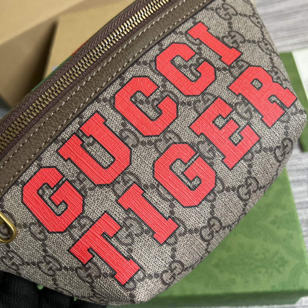 Gucci ‎675181 GG belt bag with Gucci tiger print Brown leather