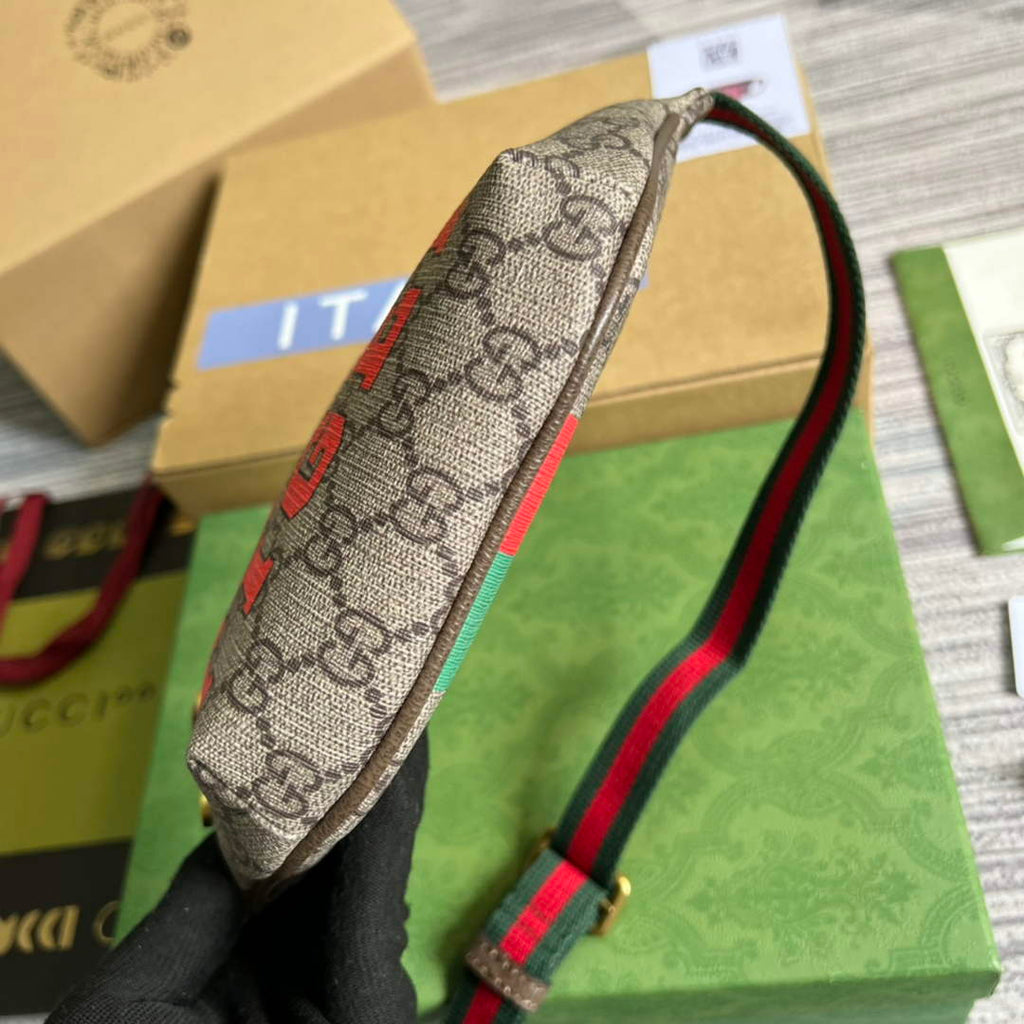 Gucci ‎675181 GG belt bag with Gucci tiger print Brown leather