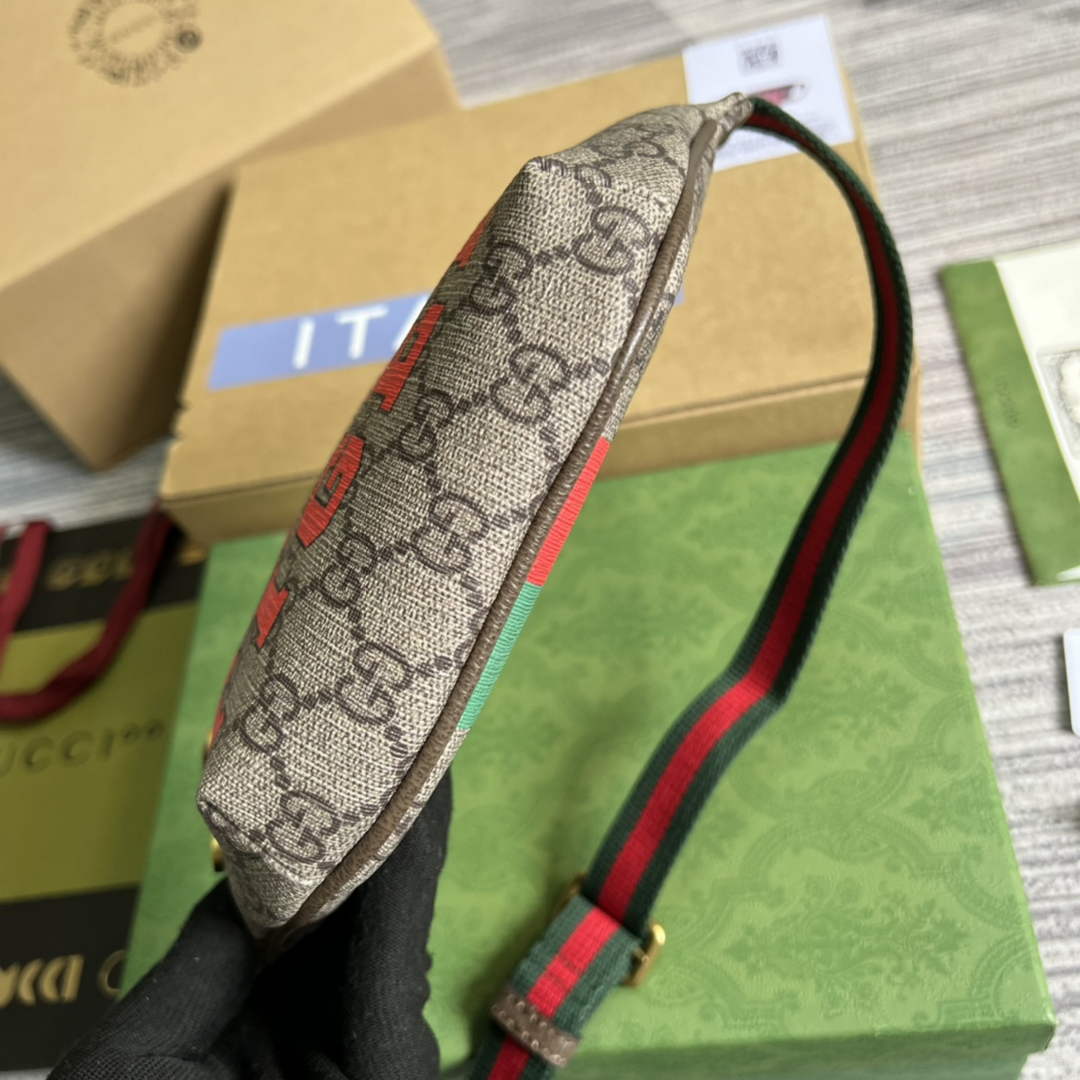 Gucci ‎675181 GG belt bag with Gucci tiger print Brown leather