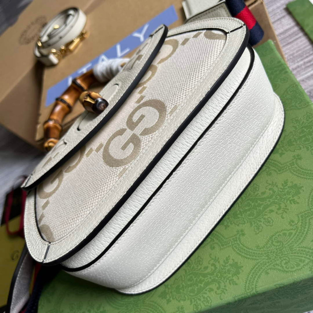 Gucci 675797 Bamboo 1947 small jumbo GG bag beige