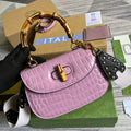 Gucci 675797 Bamboo1947 small top handle bag Crocodile Purple