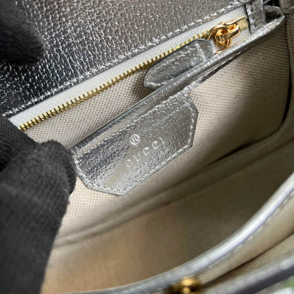 Gucci 675797 Bamboo1947 small top handle bag Silver