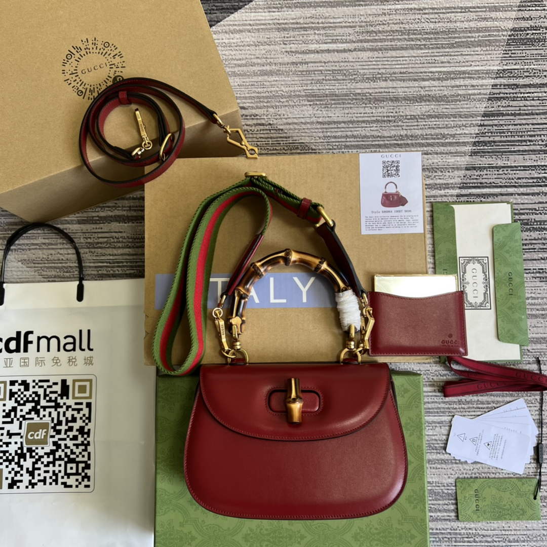 Gucci 675797 Bamboo1947 small top handle bag Red